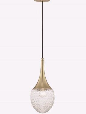 Mitzi Bella Aged Brass Modern/Contemporary Clear Glass Pendant Light Fixture